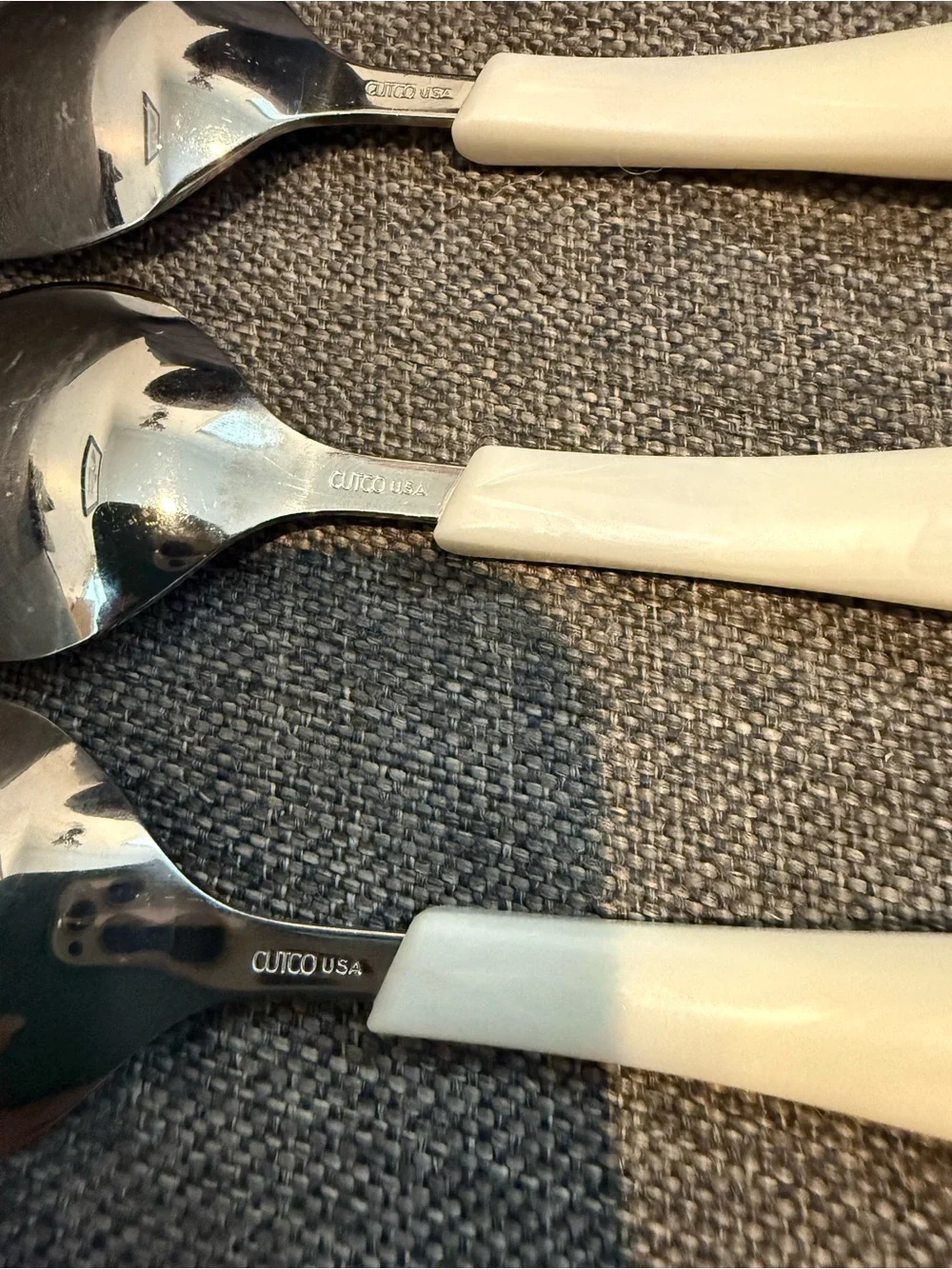 Cutco White Pearl 8” Soup Table Spoons Set of 6 Discontinued Flatware